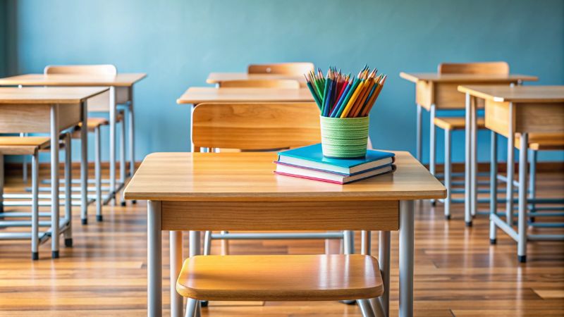empty-classroom-desk-with-books-pencils